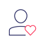Person og rød hjerte 